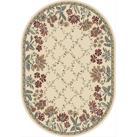 Dynamic Rugs Ancient Garden 2 ft. 7 in. x 4 ft. 7 in. Oval 57084-6464 Rug - Ivory ANOV35570846464